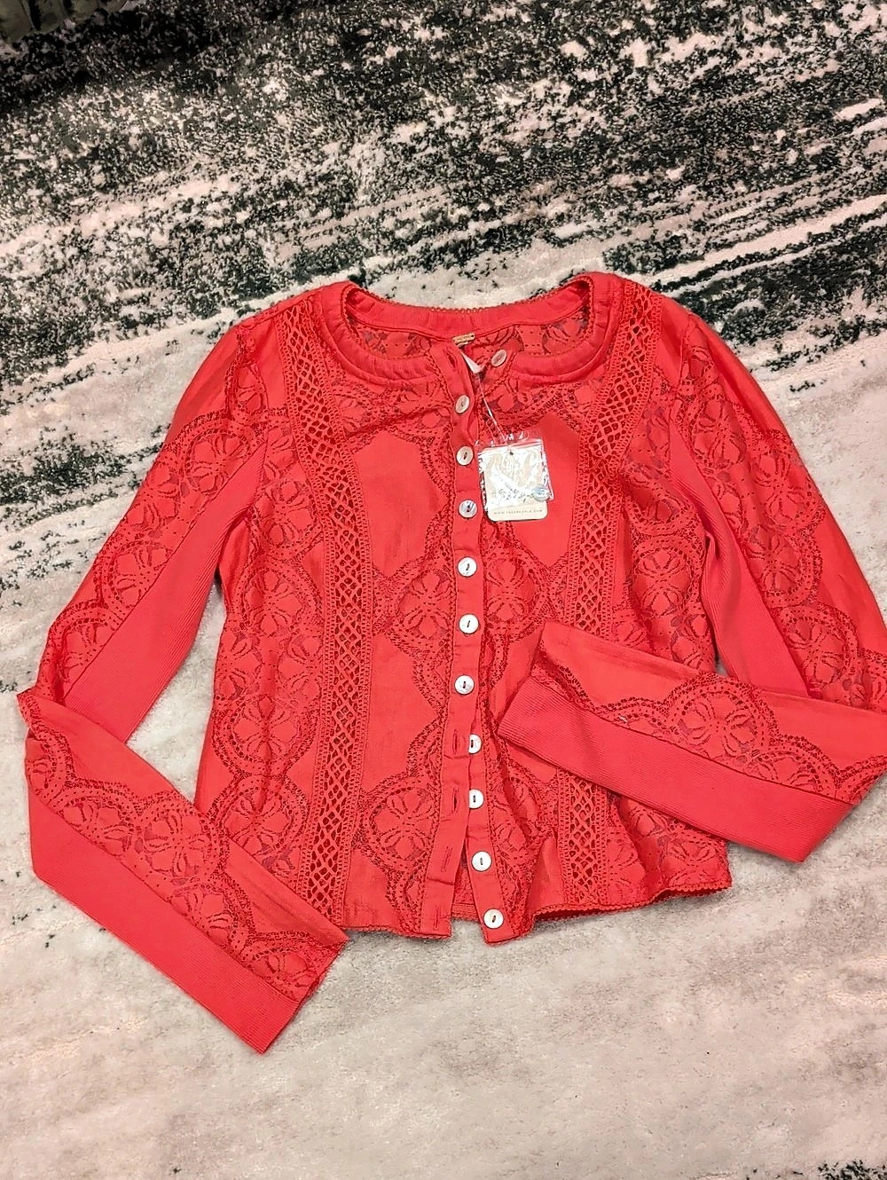 free people jae sheer lace top Size Xs NWT